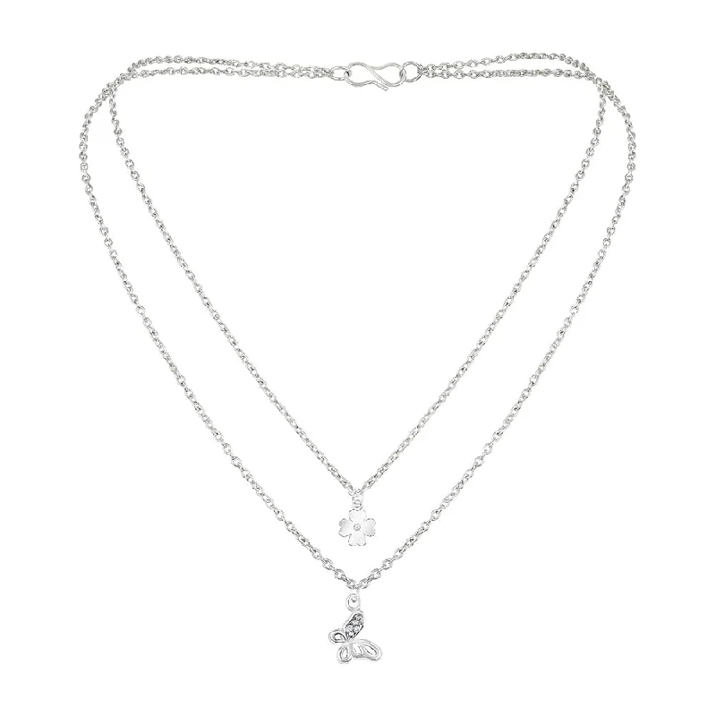 Elegant Jewelry Pieces At Unbelievable Prices Bhavi Jewels Multilayer Floral and Butterfly Charms Multi Strand Chain Pendants Layered Necklace for Women