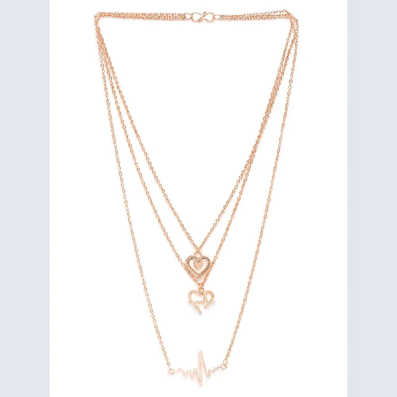 Shine Without Limits – Jewelry Sale Happening Now Bhavi Jewels Rose Gold Plated Stylish Fashionable Multilayer Chain Charm Pendants Necklace