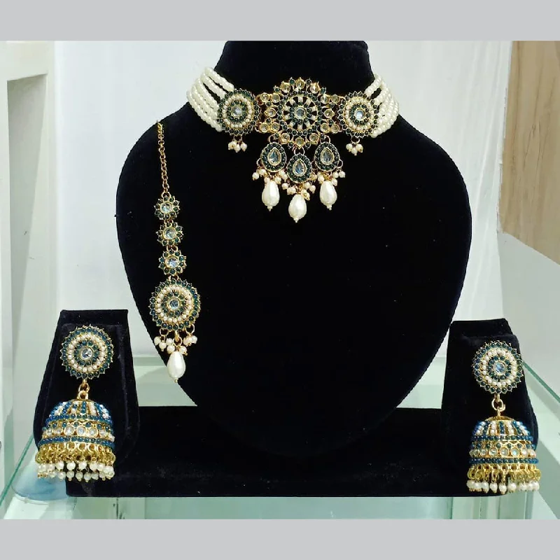 Last Chance To Shop High-End Jewelry At Markdown Prices Manisha Jewellery Gold Plated Crystal Stone And Pearls Choker Necklace Set
