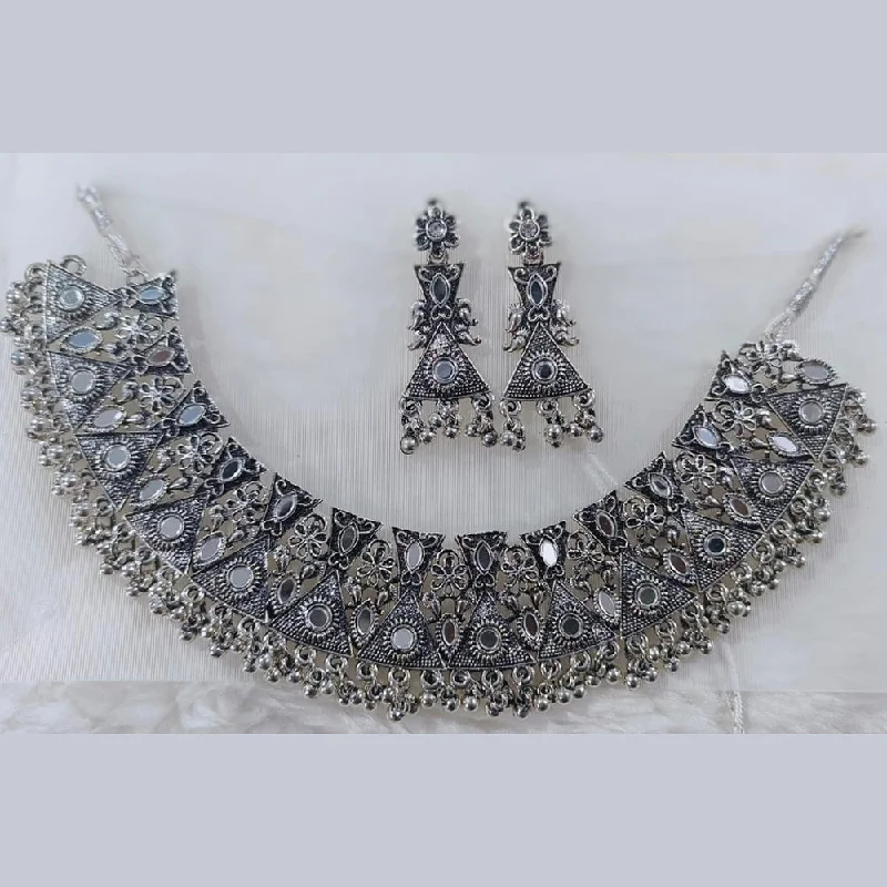 Affordable Glamour – Premium Jewelry For Less Manisha Jewellery Oxidised Plated Mirror Choker Necklace Set