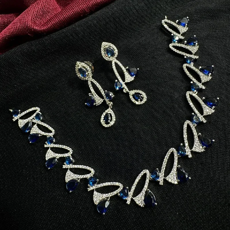 Jewelry Clearance – Final Chance To Save Big Manisha Jewellery Silver Plated AD Necklace Set