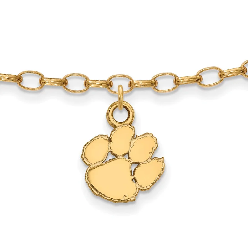 14k Gold Plated Sterling Silver Clemson University Anklet, 9 Inch