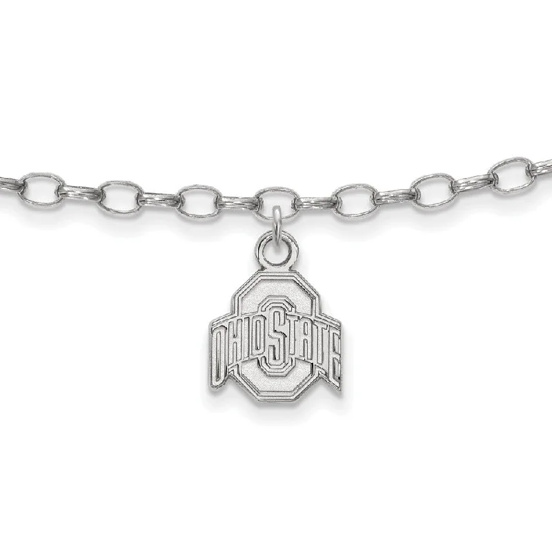 Sterling Silver Ohio State University Anklet, 9 Inch