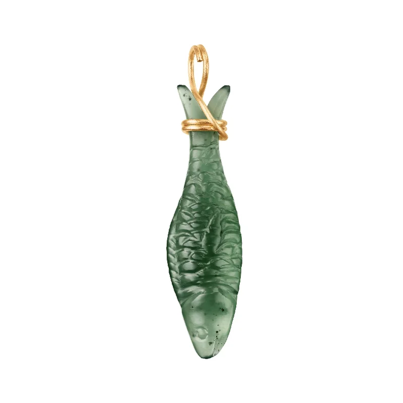 Must-Have Jewelry At Irresistible Discounts Young Fish 18K Gold Pendant w. Serpentine Fish