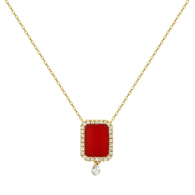 Stunning Statement Jewelry, Unbeatable Discounts Collier Semi Precious 18K Gold or Whitegold Necklace w. Coral & Diamonds