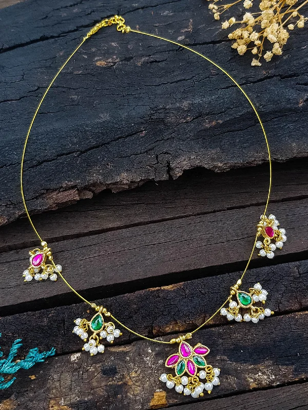 Shop Elegant Jewelry At Unbeatable Prices Premium Jaipur Jadau Jewellery Invisible chain with intricate work Necklace