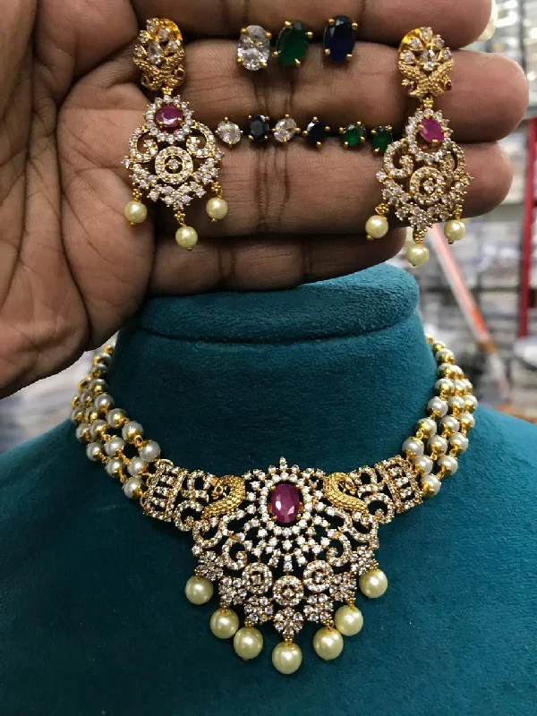 Dazzle In Elegance With Our Biggest Jewelry Sale Premium Quality Short necklace set with interchangeable cz stones Stones