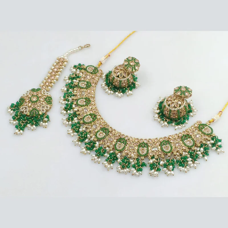 Elegant Designs, Unbeatable Discounts – Shop Jewelry Now Rani Sati Jewels Gold Plated Crystal Stone And Pearls Necklace Set