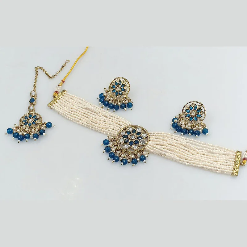 Premium Diamond Jewelry At Once-In-A-Lifetime Discounts Rani Sati Jewels Gold Plated Kundan Stone And Pearls Choker Necklace Set
