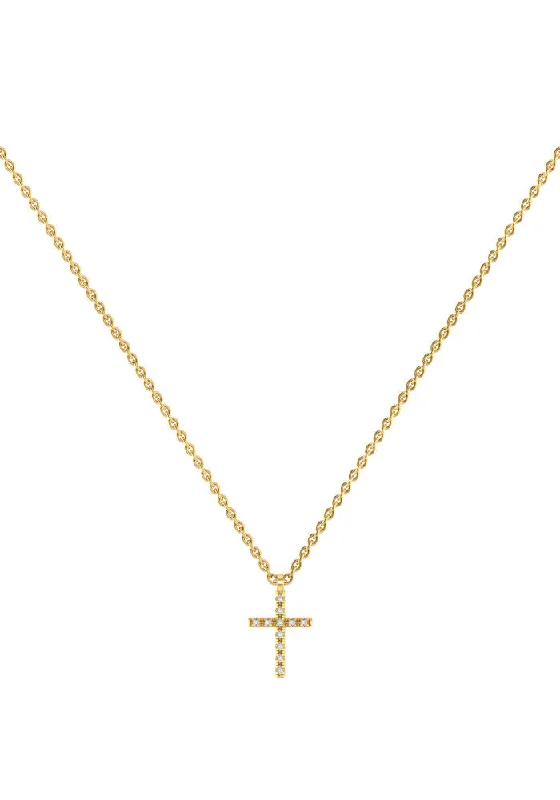 Make Your Outfit Shine With Discounted Jewelry Cross Necklace 18K Gold Necklace w. Lab-Grown Diamonds