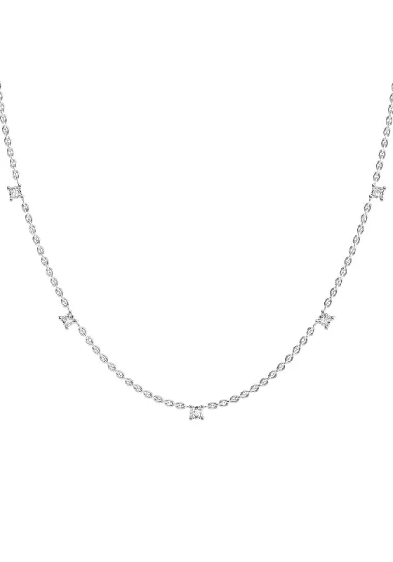Chic, Trendy, And Affordable Jewelry Sale Fived 18K White Gold Necklace w. Lab-Grown Diamonds