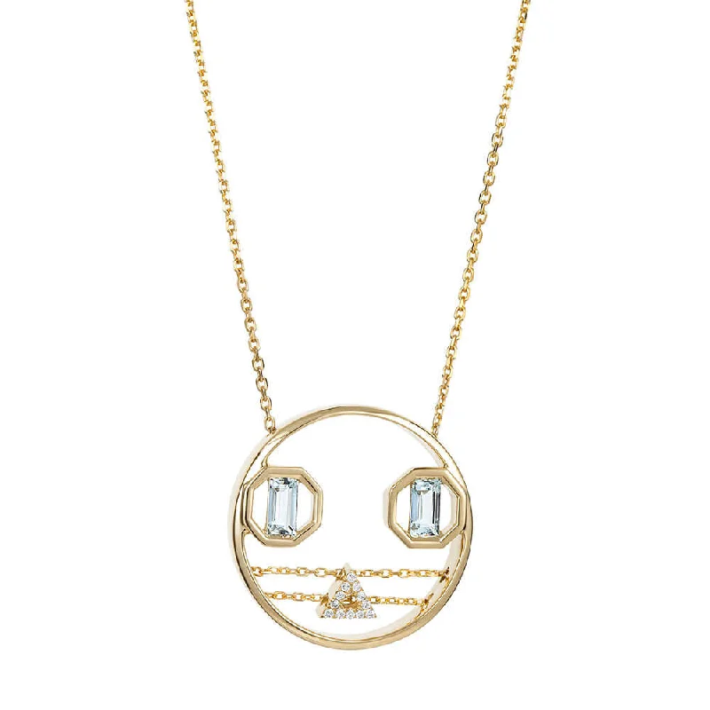 Get The Sparkle You Love At Prices You Adore PREMIERE Octavia 18K Gold Necklace w. Aquamarine & Diamond