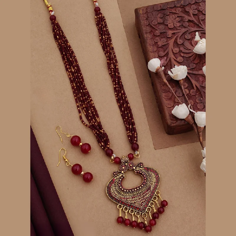 Unlock Unbeatable Jewelry Deals Before They’Re Gone Shagna Gold Plated Pearl Meenakari Long Necklace Set
