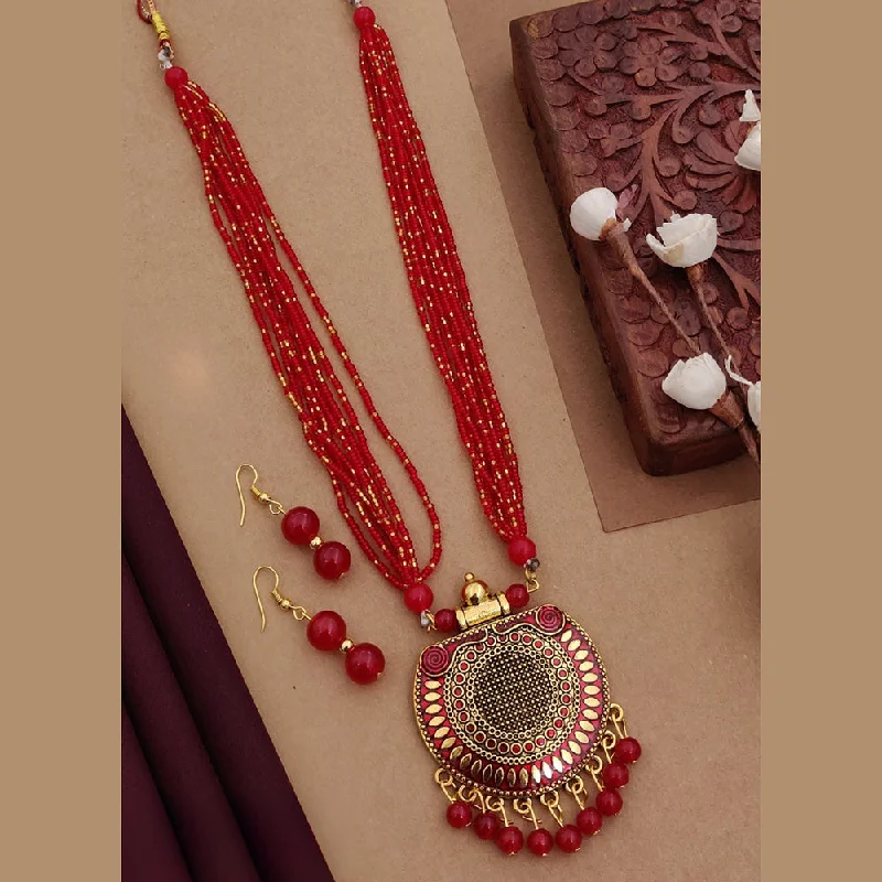 Shop Modern Jewelry Collections With Exclusive Discounts Shagna Gold Plated Pearl Meenakari Long Necklace Set