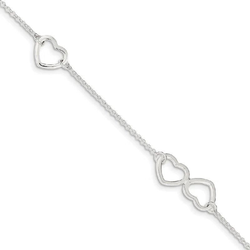 The Perfect Jewelry Piece At The Perfect Discount Sterling Silver 1.5mm Cable And Open Hearts Adjustable Anklet, 9 Inch The Perfect Jewelry Piece At The Perfect Discount Sterling Silver 1.5mm Cable And Open Hearts Adjustable Anklet, 9 Inch