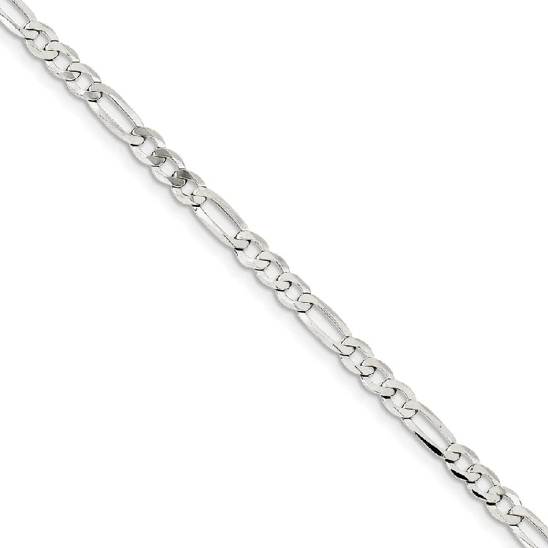 Sterling Silver 4.5mm Flat Figaro Chain Bracelet And Anklet, 9 Inch