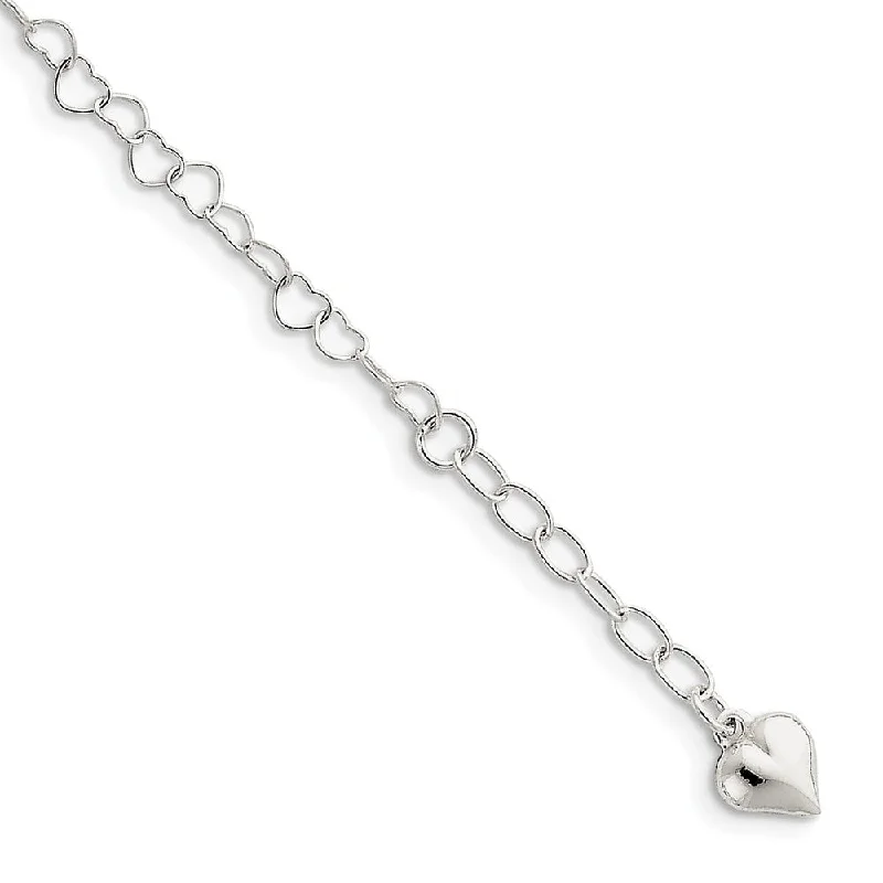 The Perfect Accessory For Less – Jewelry Sale Live Sterling Silver 4mm Heart Link And Dangling 8mm Heart Anklet, 9-10 In The Perfect Accessory For Less – Jewelry Sale Live Sterling Silver 4mm Heart Link And Dangling 8mm Heart Anklet, 9-10 In