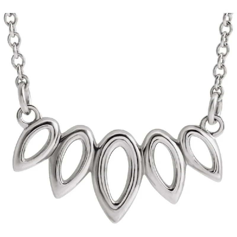 Celebrate With Sparkle – Jewelry Sale Now Live Sterling Silver 5 Leaf Bar Adjustable Necklace, 16-18 Inch