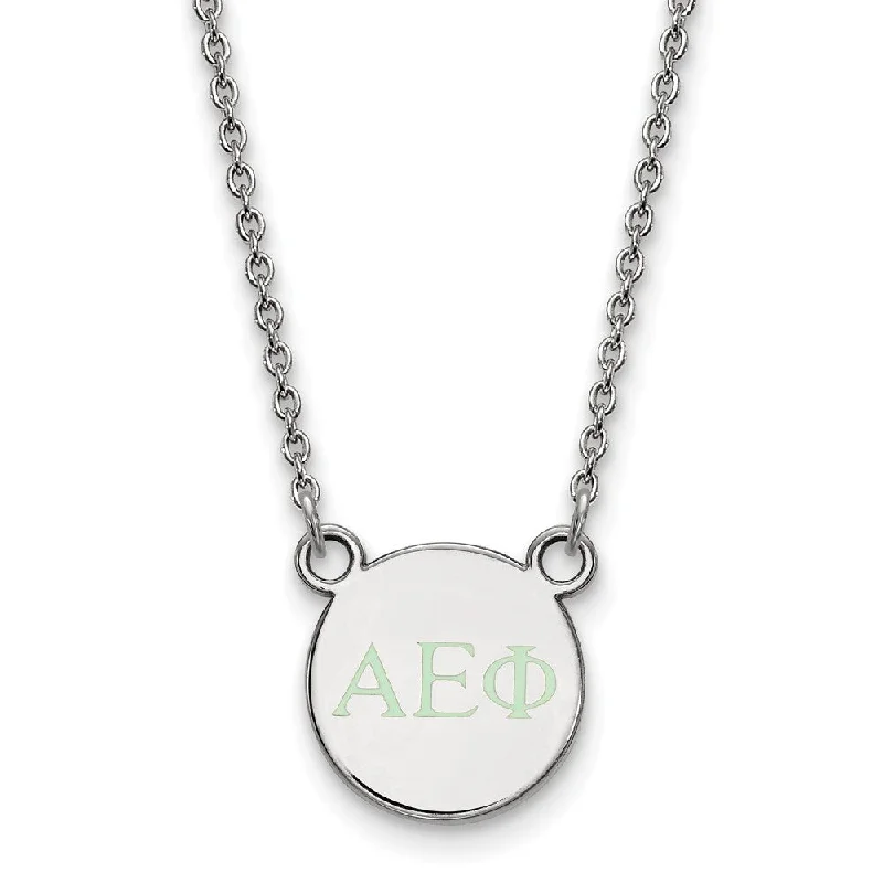 The Perfect Jewelry Piece At The Perfect Discount Sterling Silver Alpha Epsilon Phi XS Lt Green Enamel Greek Necklace