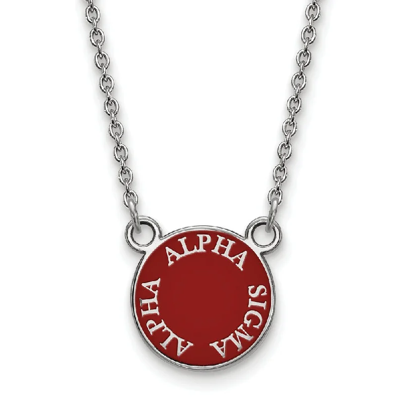 Jewelry Sale Bonanza – Grab Your Sparkle Now Sterling Silver Alpha Sigma Alpha Small Enamel Disc Necklace