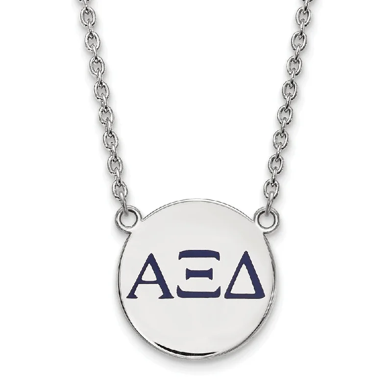 Affordable Luxury Jewelry For Every Occasion Sterling Silver Alpha Xi Delta Lg Blue Enamel Greek Letters Necklace
