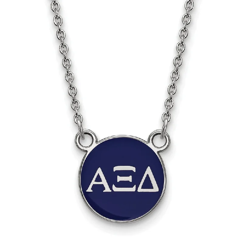 Affordable Luxury Jewelry – Style At A Great Price Sterling Silver Alpha Xi Delta Small Blue Enamel Disc Necklace