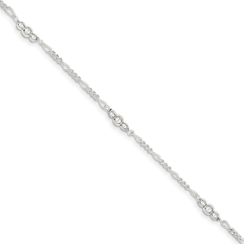Flash Deals On Fine Jewelry – Shop Before It's Gone Sterling Silver Bead Figaro Chain Adjustable Anklet, 9 Inch