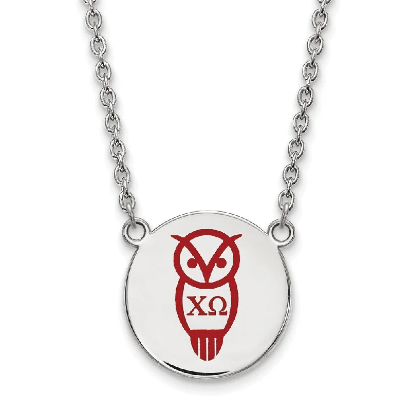 Shop High-Quality Jewelry At Jaw-Dropping Discounts Sterling Silver Chi Omega Large Enamel Necklace