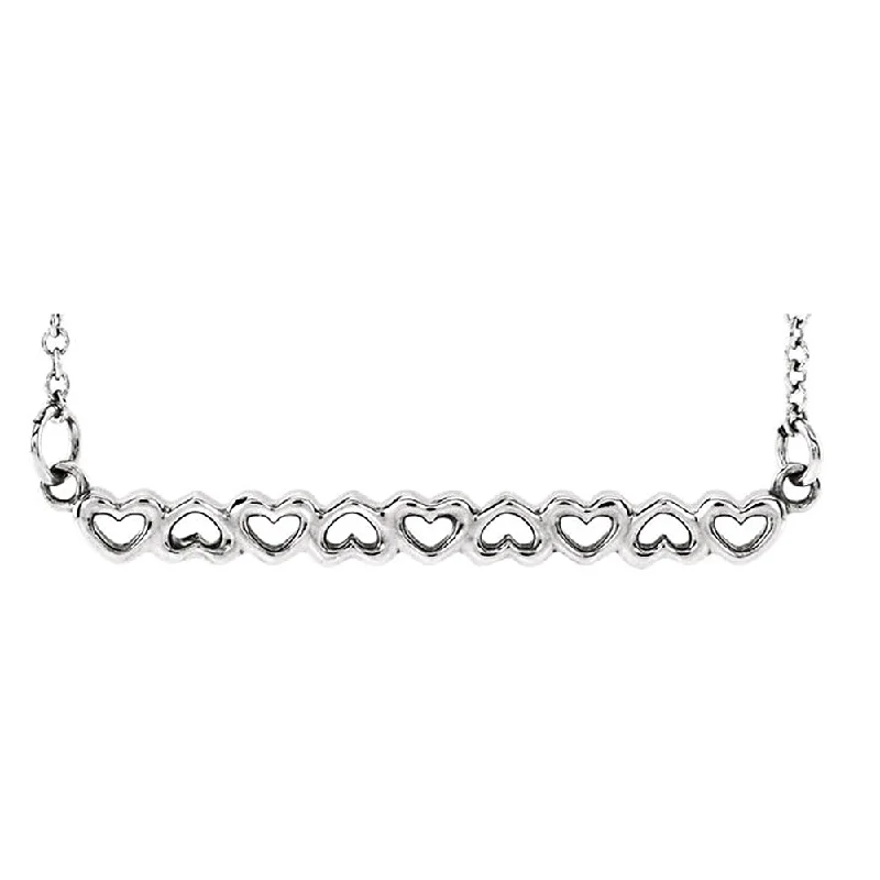 High-End Jewelry, Now More Affordable Than Ever Sterling Silver Connected Hearts Bar Necklace, 18 Inch