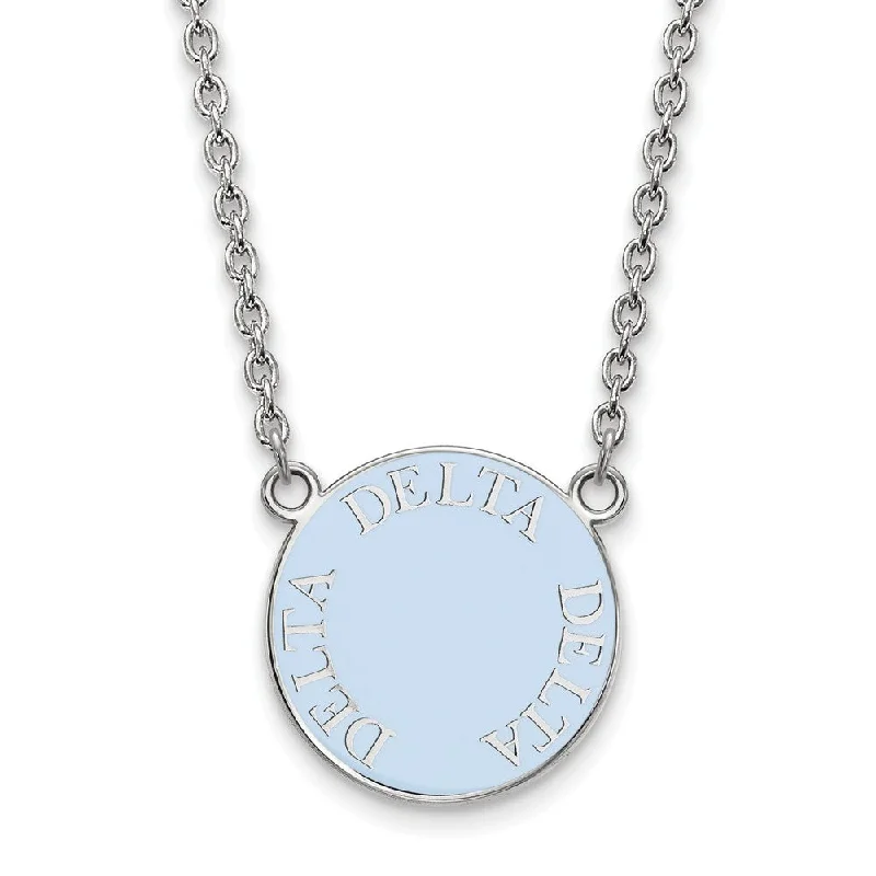 Affordable Glamour – Premium Jewelry For Less Sterling Silver Delta Delta Delta Large Enamel Disc Necklace Affordable Glamour – Premium Jewelry For Less Sterling Silver Delta Delta Delta Large Enamel Disc Necklace