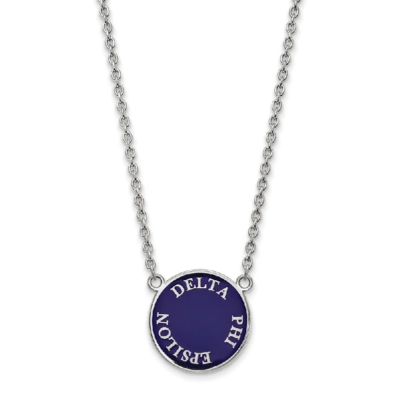 Stunning Jewelry At A Fraction Of The Price Sterling Silver Delta Phi Epsilon Large Enamel Disc Necklace