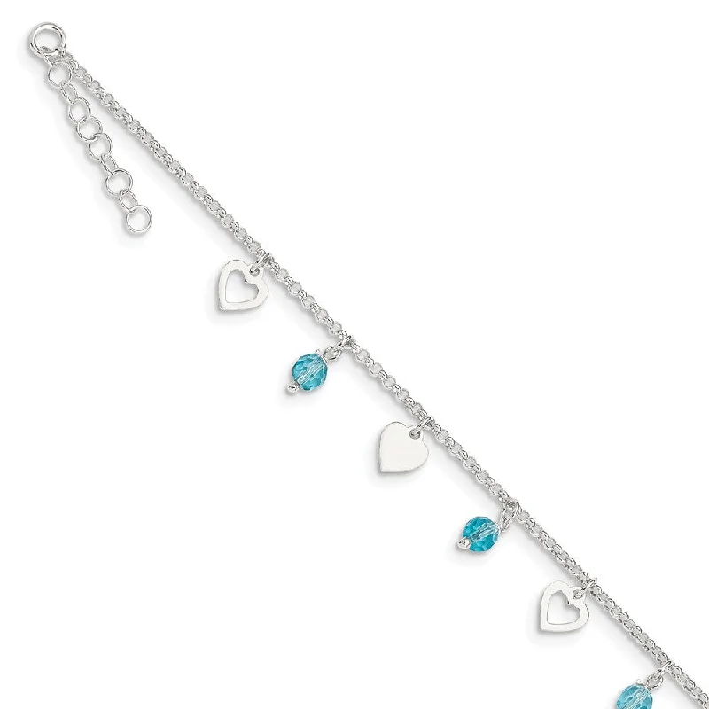 Don't Miss Out On Jaw-Dropping Jewelry Discounts Sterling Silver Heart and Blue Glass Bead Adjustable Anklet, 9 Inch Don't Miss Out On Jaw-Dropping Jewelry Discounts Sterling Silver Heart and Blue Glass Bead Adjustable Anklet, 9 Inch
