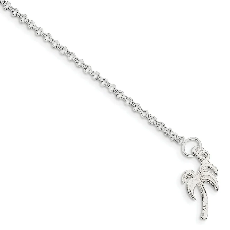 Timeless Elegance At Unbelievable Discounts Sterling Silver Palm Tree 3mm Rolo Link Anklet Timeless Elegance At Unbelievable Discounts Sterling Silver Palm Tree 3mm Rolo Link Anklet
