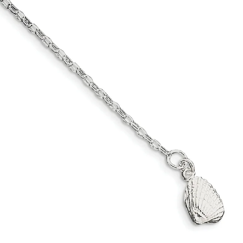 Classic And Modern Jewelry Styles On Sale Sterling Silver Scalloped Shell 2mm Cable Link Anklet Classic And Modern Jewelry Styles On Sale Sterling Silver Scalloped Shell 2mm Cable Link Anklet