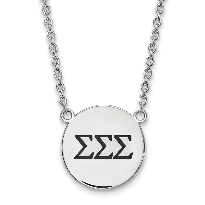 Jewelry Clearance Sale – Final Reductions Sterling Silver Sigma Sigma Sigma Large Enamel Greek Letters Necklace