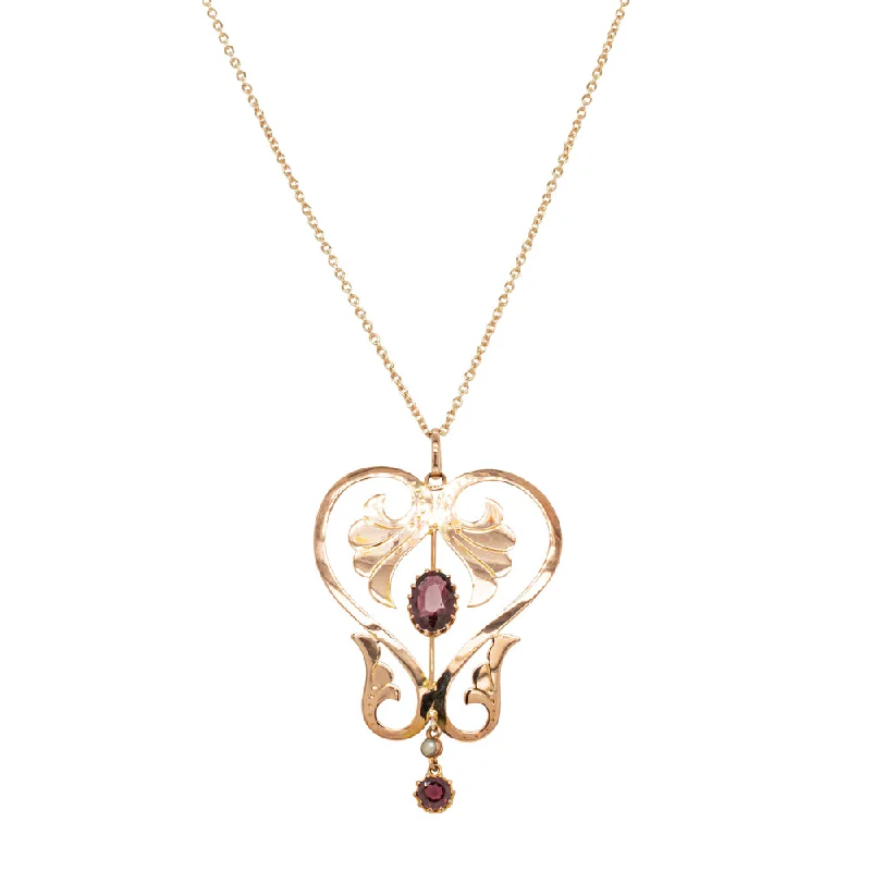 Timeless Elegance, Temporary Discounts – Act Fast Vintage 9ct Rose Gold Garnet & Seed Pearl Pendant