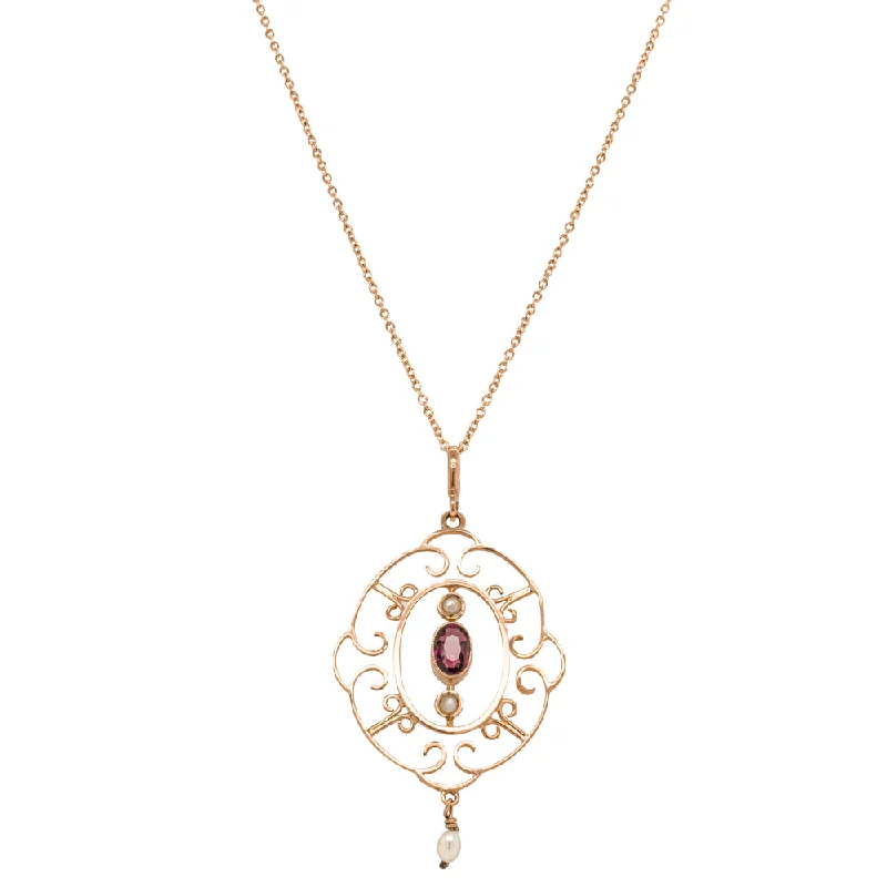 Unmissable Deals On Handmade Jewelry Collections Vintage 9ct Yellow Gold Garnet & Pearl Pendant
