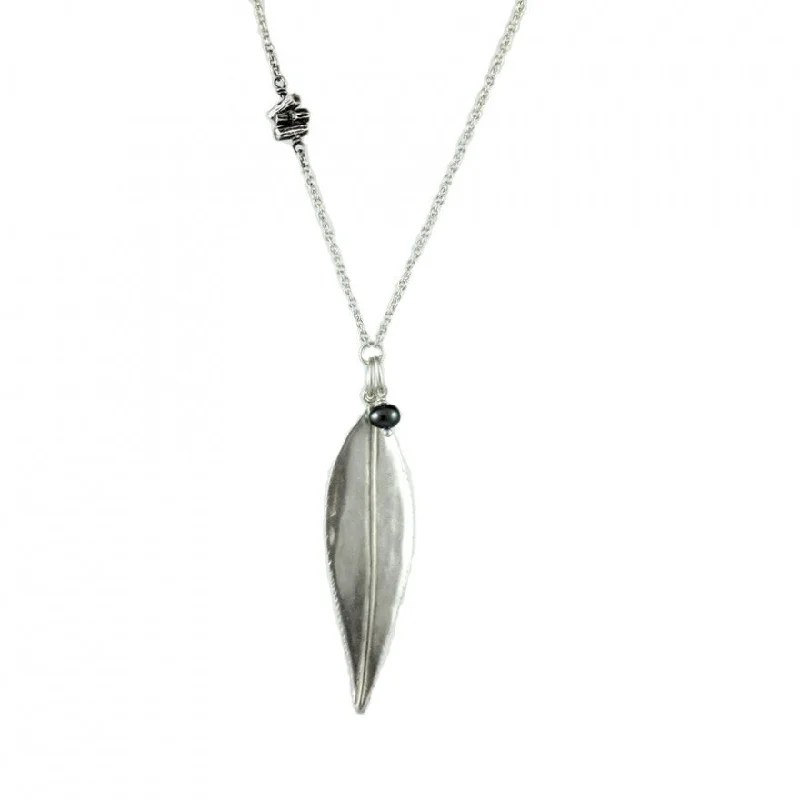Affordable Glamour – Must-Have Jewelry At Special Rates Willow Leaf with Oxidized Twig and Pearl Necklace