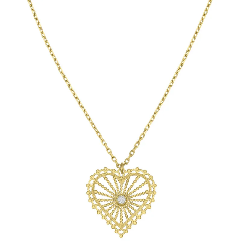 Classic And Modern Jewelry Styles On Sale Zoe & Morgan Amor Necklace - Gold Plated & White Zircon
