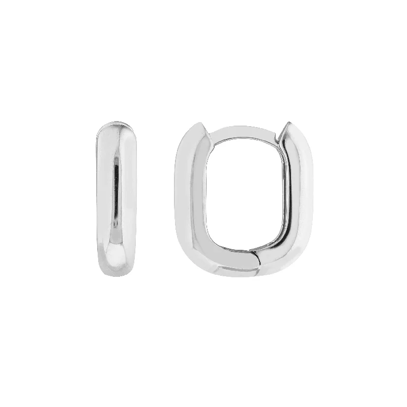 Customized Silver Jewelry For Unique Style 12mm Oblong Polished Mini Hoops