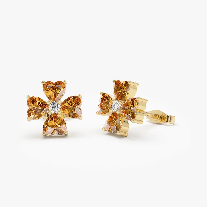 Buy More, Save More – Special Jewelry Discounts 14k Citrine Four Leaf Clover Studs
