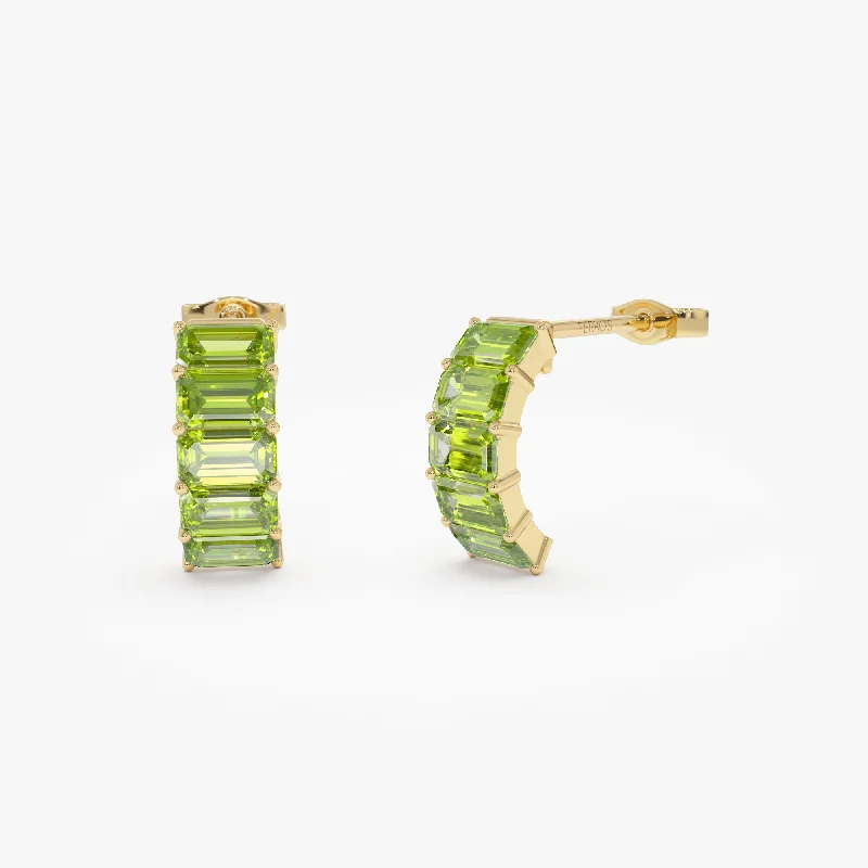 Unmissable Jewelry Clearance – Final Reductions 14K Emerald Cut Peridot Half Hoop Earrings