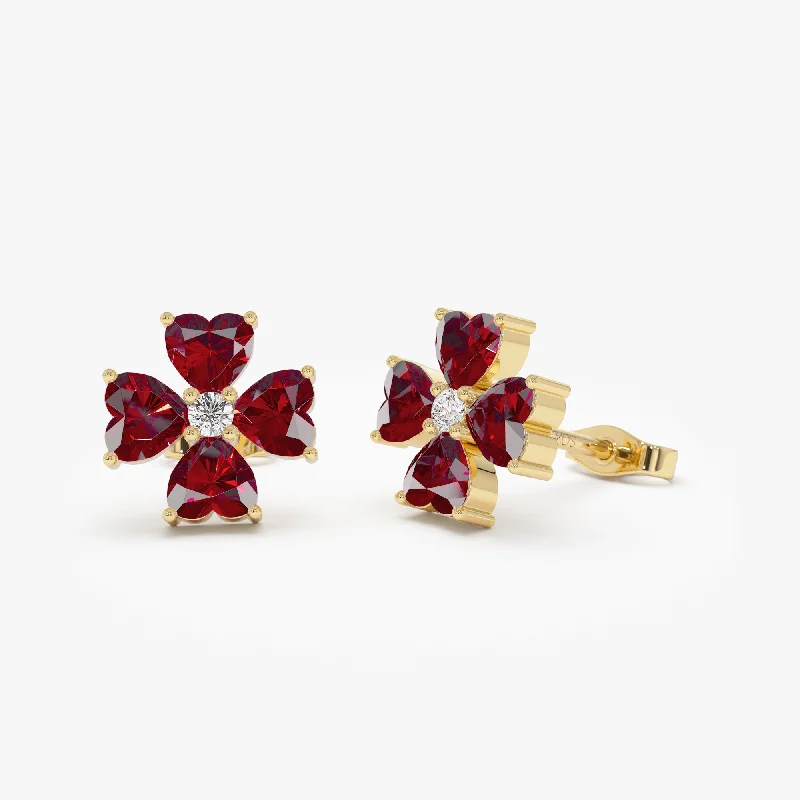 Luxury Meets Affordability – Jewelry Sale Now Live 14k Garnet Four Leaf Clover Studs