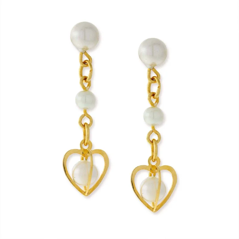 Flash Sale On Stunning Jewelry – Don't Miss Out 1928 Jewelry Double Faux Pearl Drop Heart Earrings