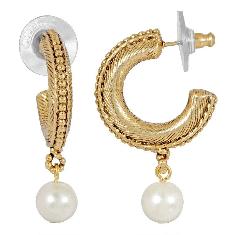 Discounted Jewelry For A Glamorous Look 1928 Jewelry Hoop Earrings Faux Pearl Drop