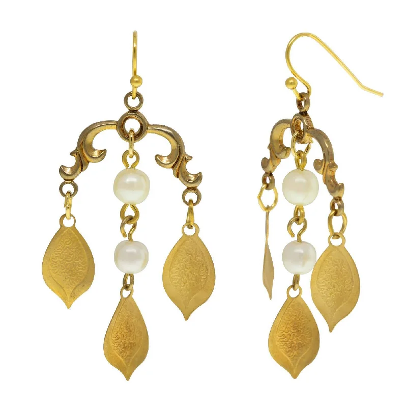 Modern Jewelry At Exclusive Discounts – Shop Today 1928 Jewelry Decorative Swirl and Faux Pearls Drop Wire Earrings