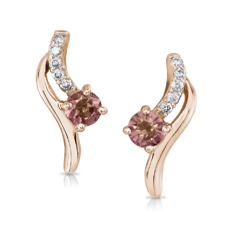 Unmissable Jewelry Clearance – Final Reductions 14K Gold Rose Lotus Garnet/Diamond Earrings