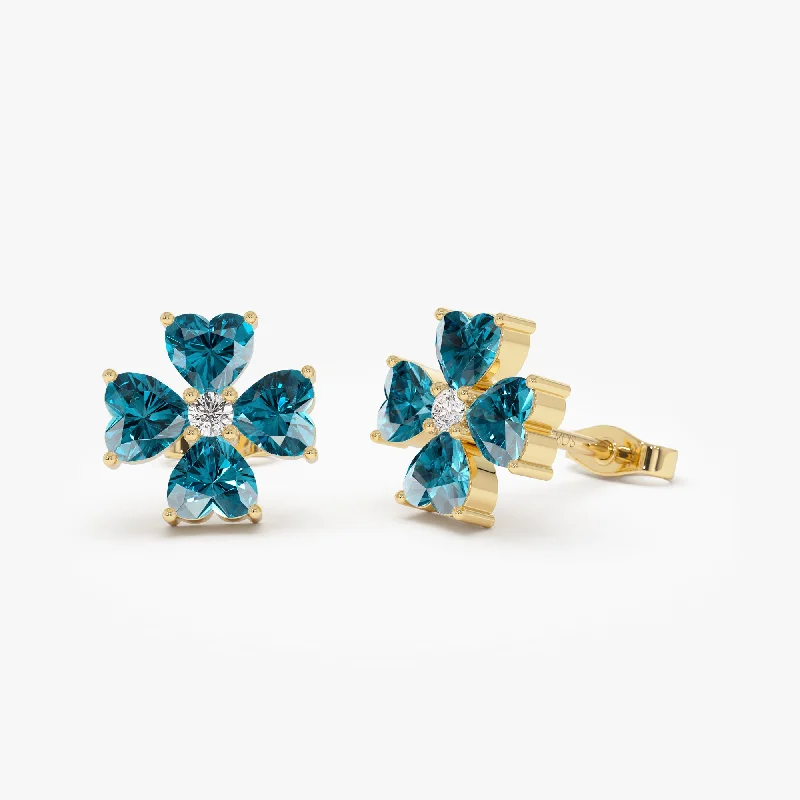 Best Jewelry Deals – Shop Premium Pieces At Great Prices 14k  London Blue Topaz Four Leaf Clover Studs