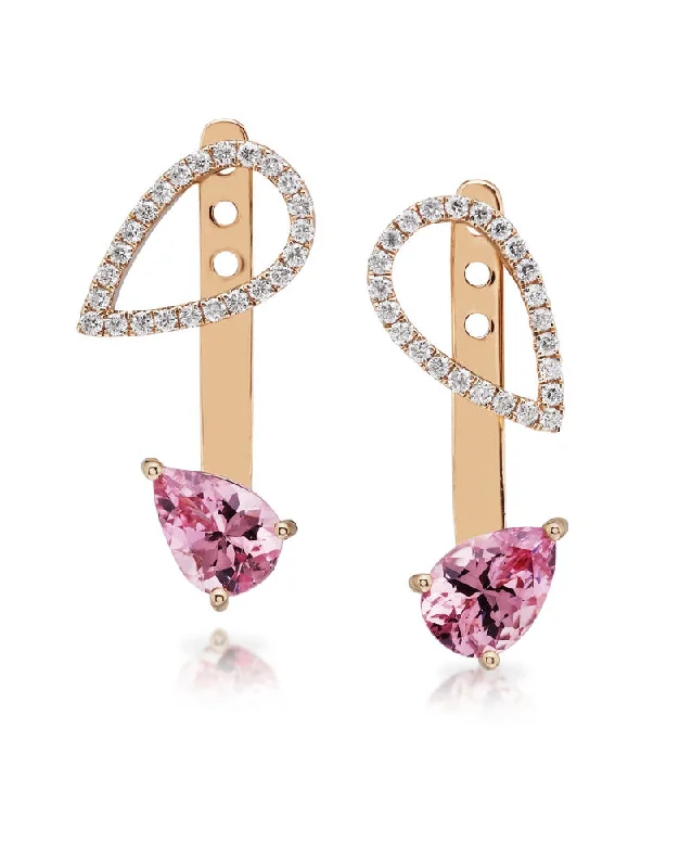 High-End Sparkle, Low-End Prices – Jewelry Sale Live 14K Rose Gold Lotus Garnet/Diamond Earrings