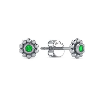 Fashion-Forward Geometric Jewelry For Contemporary Style 14k White Gold .03 Emerald Stud Earring